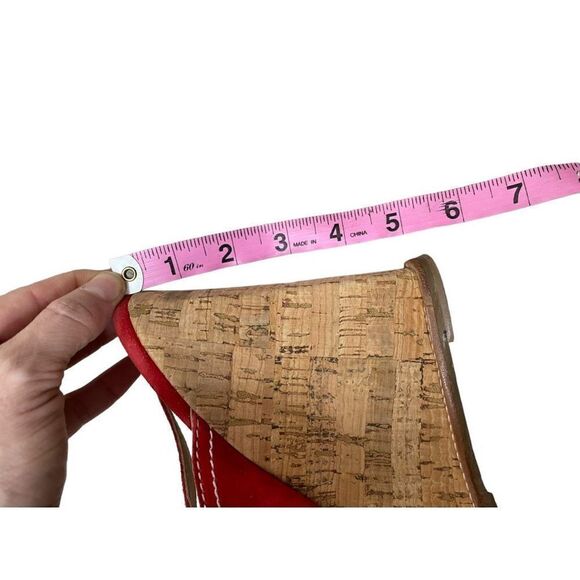 Diane Von Furstenberg DVF 'Julia' Heel in Red Suede Wedge Cork Heels 9.5 - Picture 11 of 11